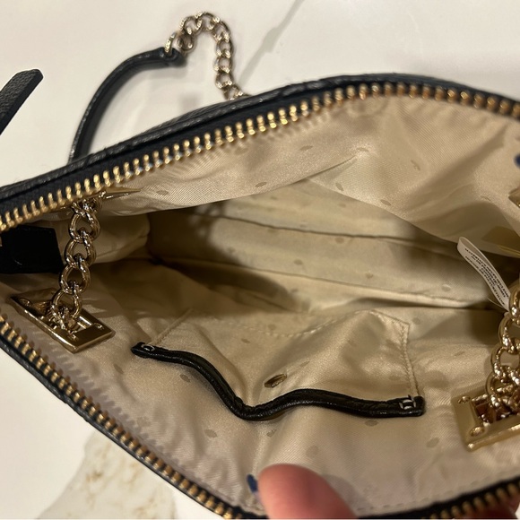 Kate Spade- Mini Phoebe Bag- Quilted convertible Purse- Metallic Black Leather - Picture 5 of 6